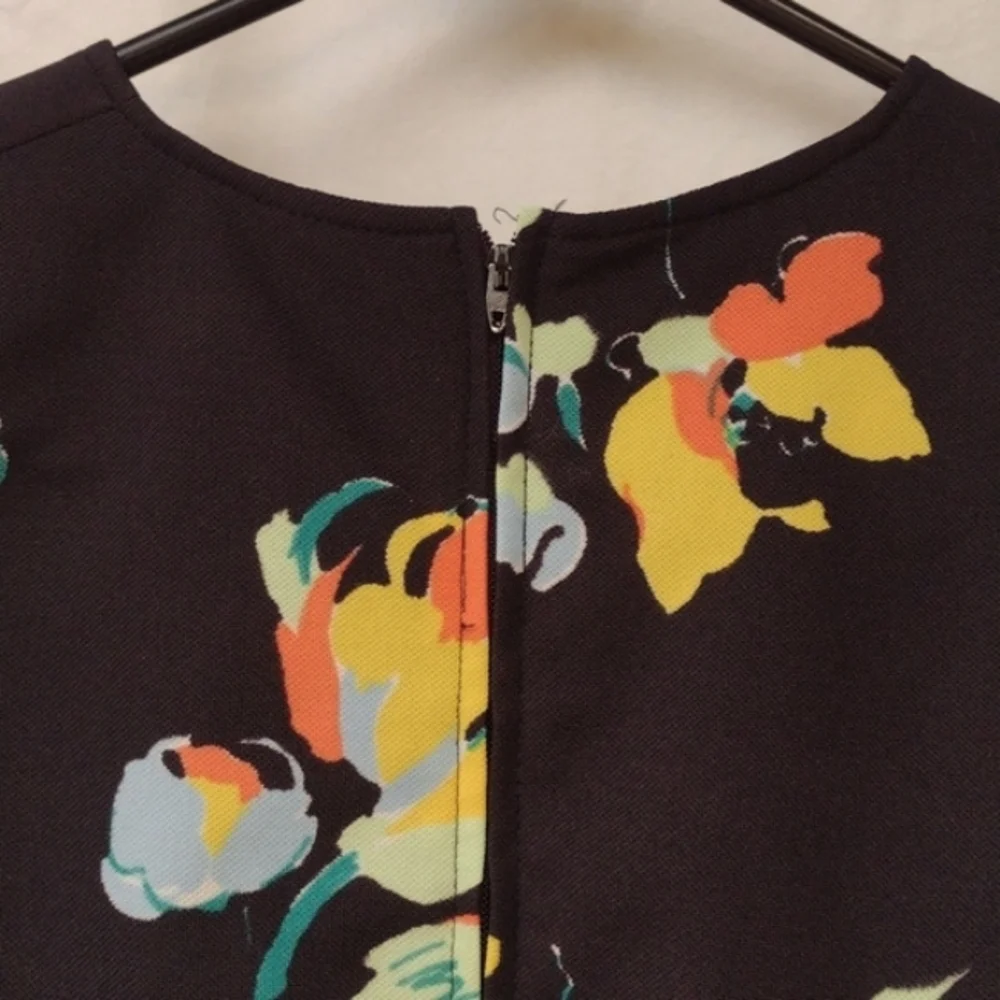 Vintage Mod Puritan Forever Young Black Floral Maxi Empire Dress L - Picture 7 of 9